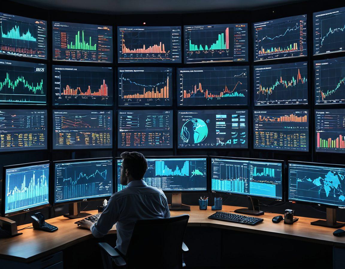 A dynamic stock market scene with traders analyzing complex charts on multiple screens, diverse assets like stocks, cryptocurrencies, and commodities displayed prominently, and advanced trading tools and graphs glowing on illuminated screens. A sense of movement and innovation in a modern, high-tech trading office. futuristic, vibrant colors, super-realistic, high-tech ambiance.